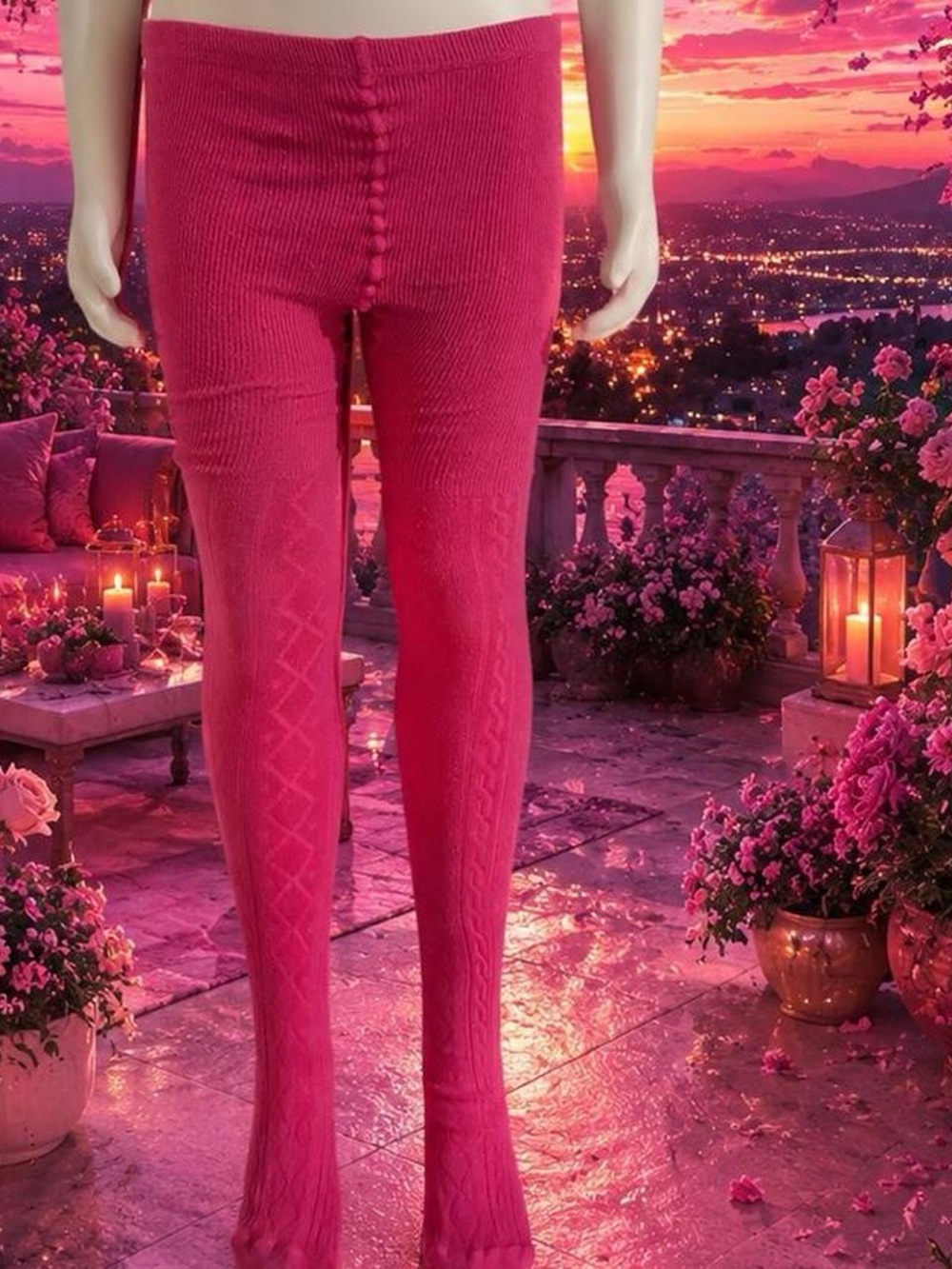 Cozy Women's Magenta Knit Tights
